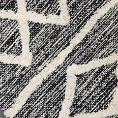 Tapis berbère bleu en coton avec motifs et franges 120x180cm - MARA - zoom motifs