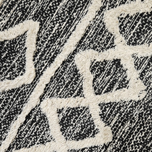 Tapis ethnique noir en coton avec motifs et franges 90x150cm - MARA - zoom motifs 2
