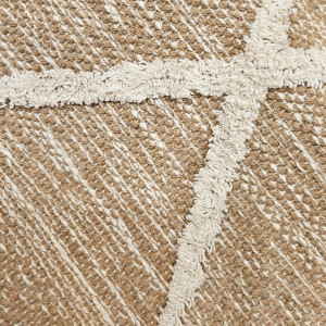 Tapis berbère beige en coton motif losange avec frange 120x180cm - MARA - zoom motif