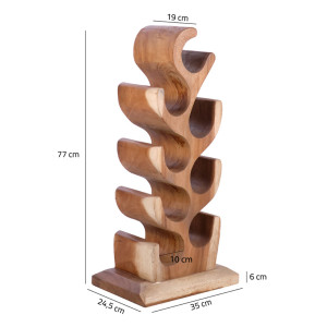 Porte bouteilles à vin en bois exotique massif H.77 cm - 8 bouteilles - SUAR - photo dimensions