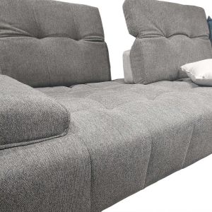 Canapé d'angle droit avec dossier avance-recule en tissu gris - BALI - zoom canapé