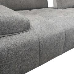 Canapé d'angle droit avec dossier avance-recule en tissu gris - BALI - zoom asssise moelleuse