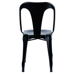 Chaises en métal noir style industriel avec perforations sur l'assise - STEAL - vue de dos