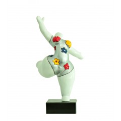Statuette femme ronde qui danse en résine blanc H33cm - vue de face - BALERINA 09