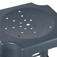 Tabouret de bar en métal gris au style industriel avec repose-pieds - STEAL - zoom assise vue du dessus 2