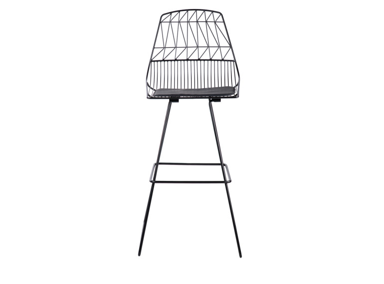 Chaise de bar en métal noir style industriel avec repose-pieds et coussin - PALERMO - vue de face