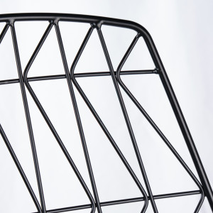 Chaise de bar en métal noir style industriel avec repose-pieds et coussin - PALERMO - zoom dossier en métal filaire