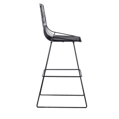 Chaise de bar en métal noir style industriel avec repose-pieds et coussin - PALERMO - vue de côté