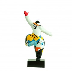 Statue femme figurine blanche danseuse décoration multicolore -  style pop art - objet design moderne