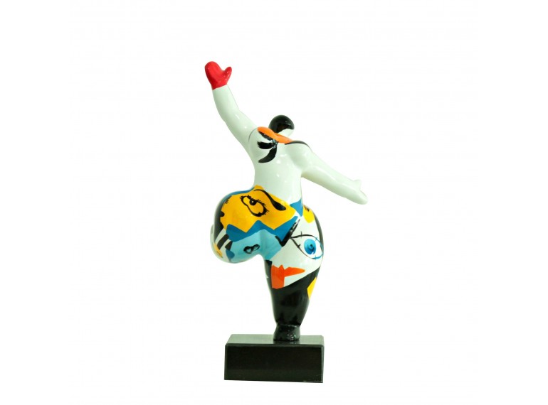Statue femme figurine blanche danseuse décoration multicolore -  style pop art - objet design moderne