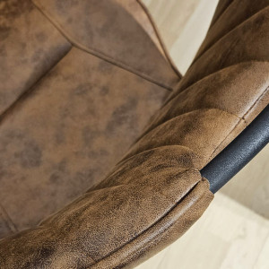 Chaise design marron capitonnée avec poignée et pieds métal noir - KATE - zoom poignée métal