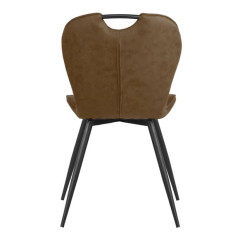 Chaise design marron capitonnée avec poignée et pieds métal noir - KATE - vue de dos