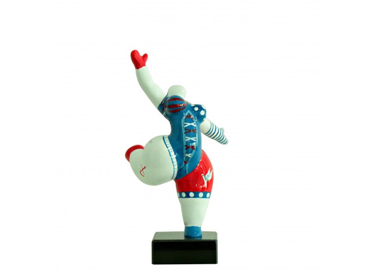 Statue femme blanche figurine danseuse décoration bleue et  rouge -  style pop art - objet design moderne H33 cm - MAMMA MIA