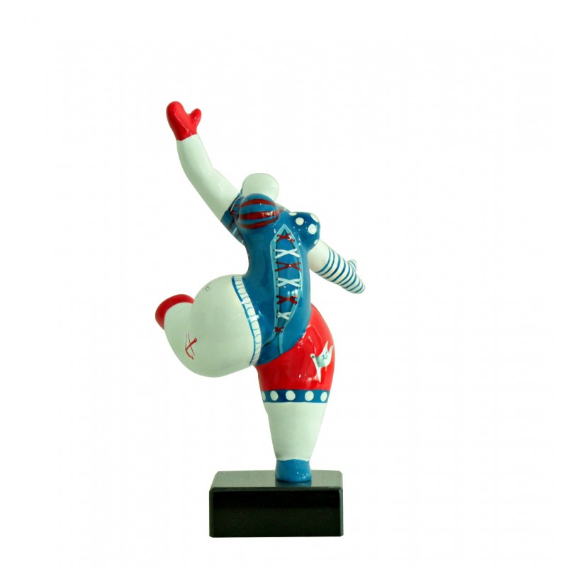 Statue femme blanche figurine danseuse décoration bleue et  rouge -  style pop art - objet design moderne H33 cm - MAMMA MIA