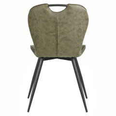 Chaise design vert capitonnée avec poignée et pieds métal noir - KATE - vue de dos