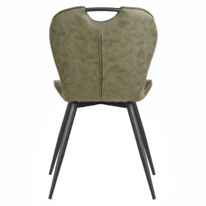 Chaise design vert capitonnée avec poignée et pieds métal noir - KATE - vue de dos