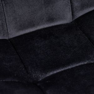 Chaise de bar capitonnée en velours noir - zoom velours capitonné - HERBY