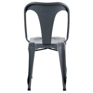 Chaises en métal gris style industriel avec perforations sur l'assise - STEAL - vue de dos