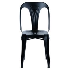 Chaises en métal noir style industriel avec perforation sur l'assise - STEAL - vue de face