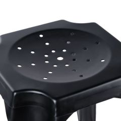 Tabouret de bar en métal noir au style industriel avec repose-pieds - STEAL - zoom assise vue du dessus
