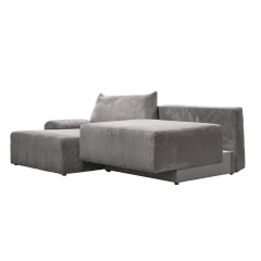Canapé d'angle convertible en tissu gris côtelé - DOULY - système couchage