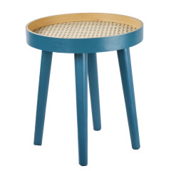 Table d'appoint en bois avec cannage bleu - PABLO 0900