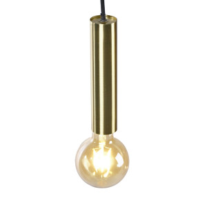 Suspension lumineuse cylindrique en métal doré - FERNANDE - zoom 1