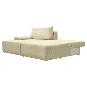 Canapé d'angle convertible en tissu beige côtelé - DOULY - couchage ouvert vue 2