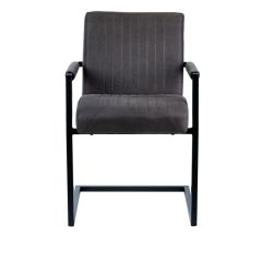 Chaise avec accoudoirs gris anthracite et pieds luge en métal noir - TOMMY - vue de face