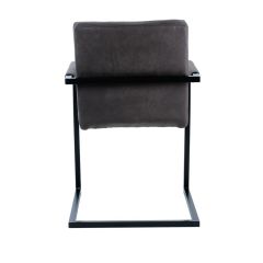 Chaise avec accoudoirs gris anthracite et pieds luge en métal noir - TOMMY - vue de l'arrière