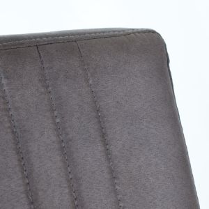 Chaise avec accoudoirs gris anthracite et pieds luge en métal noir - TOMMY - zoom tissu
