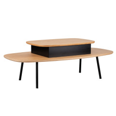 Table basse en bois avec plateau relevable et coffre de rangement - JOYCE 303 - vue de 3/4