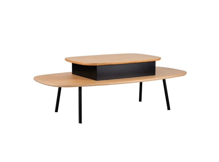 Table basse en bois avec plateau relevable et coffre de rangement - JOYCE 303 - vue de 3/4