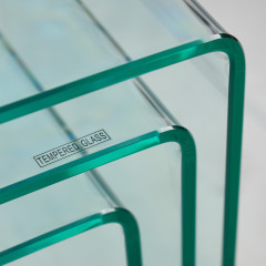 Set de 3 tables basses gigognes en verre trempé H.36cm - BENT - zoom verre trempé