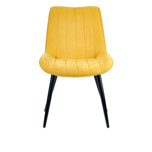 Chaise en tissu jaune avec surpiqures pieds en métal noir - LINDA - vue de face