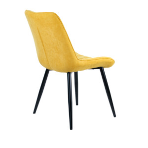 Chaise en tissu jaune avec surpiqures pieds en métal noir - LINDA - vue 3/4 de dos