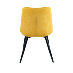 Chaise en tissu jaune avec surpiqures pieds en métal noir - LINDA - vue de l'arrière 