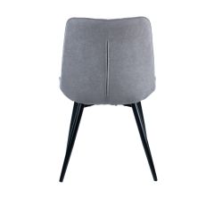 Chaise en tissu gris avec surpiqures et pieds en métal noir - LINDA - vue de dos