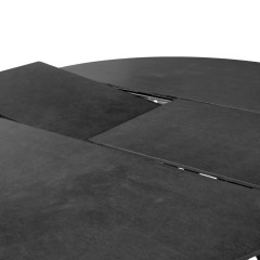 Table ronde en céramique extensible 190x140cm gris Anthracite et pieds évasés métal noir - PATRA - vue allonge 2