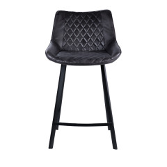 Chaise de bar design en tissu simili noir et pieds métal - XENA - vue de face