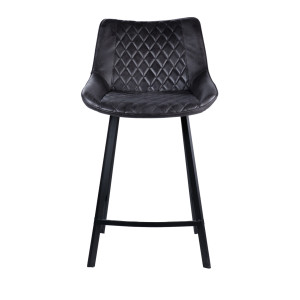Chaise de bar design en tissu simili noir et pieds métal - XENA - vue de face