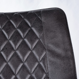 Chaise de bar design en tissu simili noir et pieds métal - XENA - zoom dossier capitonné