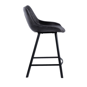 Chaise de bar design en tissu simili noir et pieds métal - XENA - vue de côté