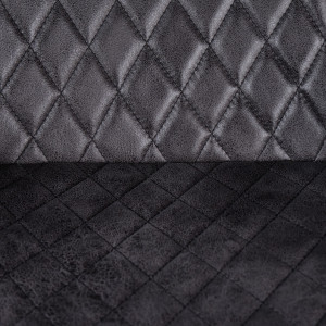 Chaise de bar design en tissu simili noir et pieds métal - XENA - zoom matière capitonnée