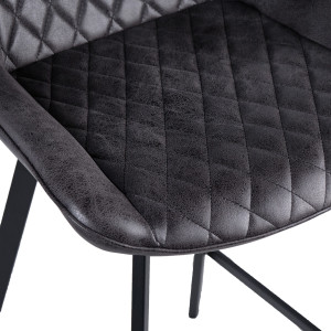 Chaise de bar design en tissu simili noir et pieds métal - XENA - zoom assise confortable