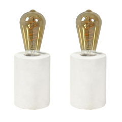 Lot de 2 lampes de chevet en béton blanc H12 cm - PRAO 969 - vue sur fond blanc
