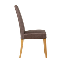 Chaise en tissu marron et pieds chêne massif - SAOU - vue de profil