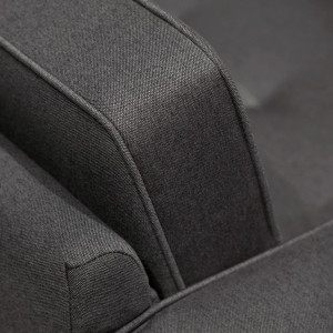 Canapé 2 places en tissu gris dossier capitonné pieds bois L.160 cm - PRETTY - zoom tissu