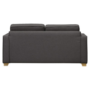 Canapé 2 places en tissu gris dossier capitonné pieds bois L.160 cm - PRETTY - vue de l'arrière