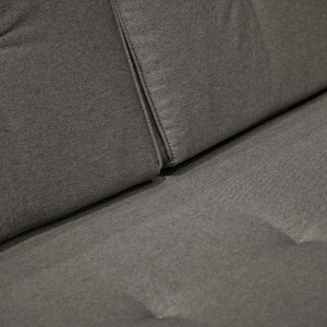 Canapé 3 places en tissu gris dossier capitonné pieds bois L. 190 cm - PRETTY - zoom tissu